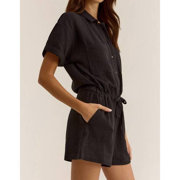 NEW Z SUPPLY lookout gauze romper in black - Picture 2 of 4